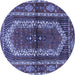 Round Machine Washable Persian Blue Traditional Rug, wshtr4032blu