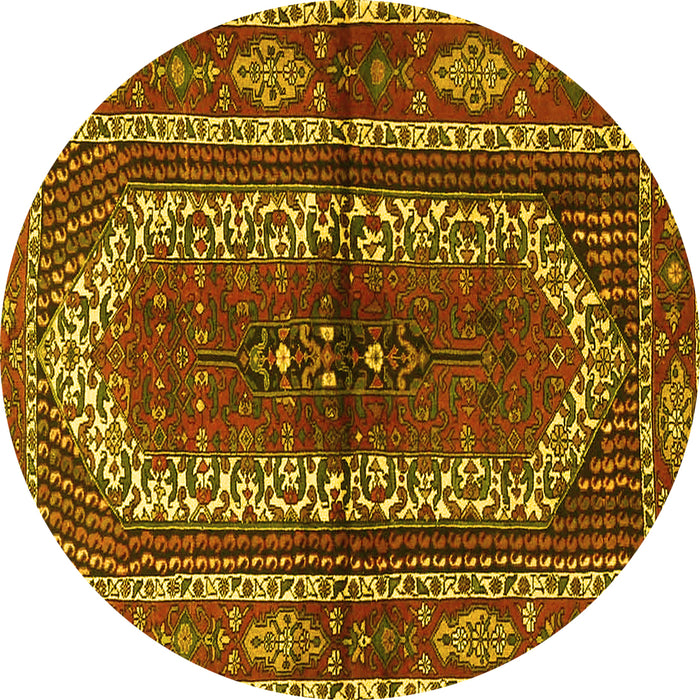 Round Machine Washable Persian Yellow Traditional Rug, wshtr4032yw