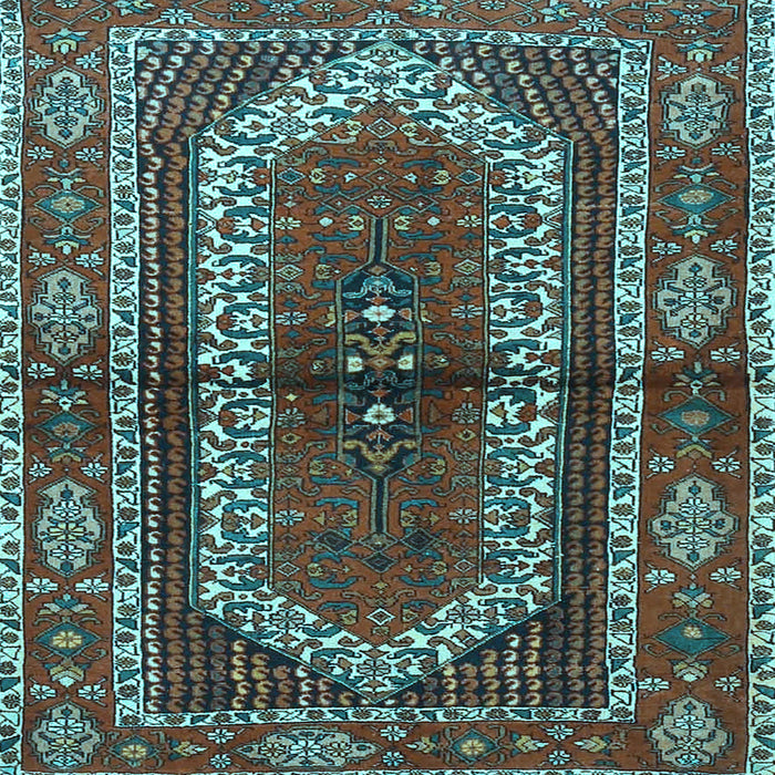 Square Machine Washable Persian Light Blue Traditional Rug, wshtr4032lblu