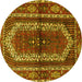 Round Persian Yellow Traditional Rug, tr4032yw