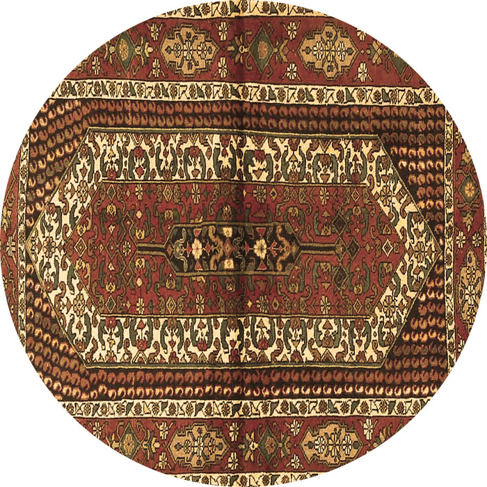 Round Machine Washable Persian Brown Traditional Rug, wshtr4032brn