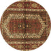 Round Machine Washable Persian Brown Traditional Rug, wshtr4032brn