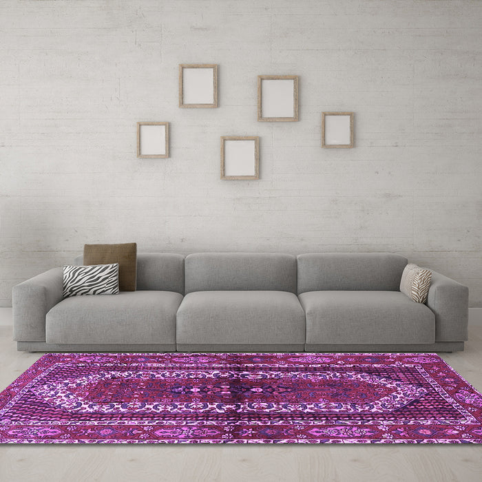 Machine Washable Persian Purple Traditional Area Rugs in a Living Room, wshtr4032pur