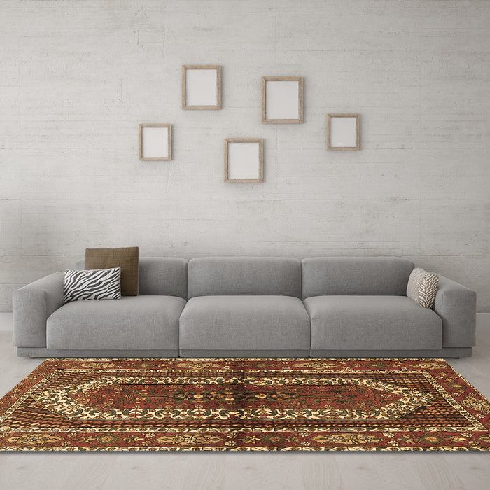 Machine Washable Persian Brown Traditional Rug in a Living Room,, wshtr4032brn