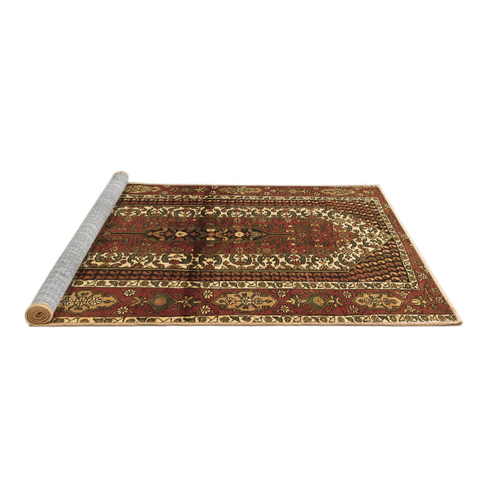 Sideview of Machine Washable Persian Brown Traditional Rug, wshtr4032brn