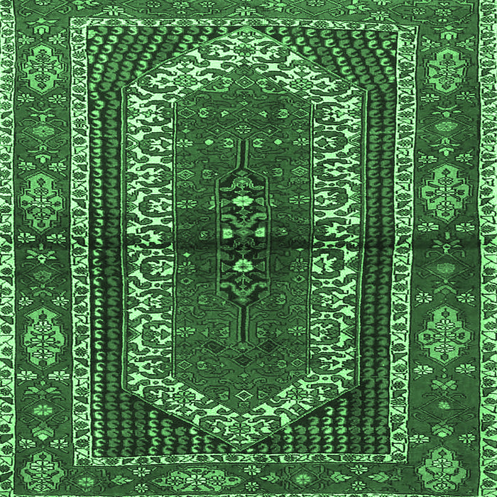 Square Machine Washable Persian Emerald Green Traditional Area Rugs, wshtr4032emgrn