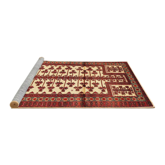 Sideview of Machine Washable Traditional Sand Brown Rug, wshtr4033