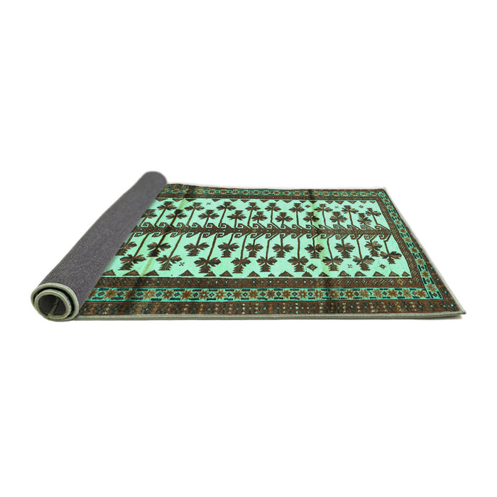 Sideview of Persian Turquoise Traditional Rug, tr4033turq