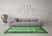 Machine Washable Persian Emerald Green Traditional Area Rugs in a Living Room,, wshtr4033emgrn