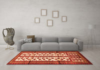 Machine Washable Persian Orange Traditional Rug, wshtr4033org