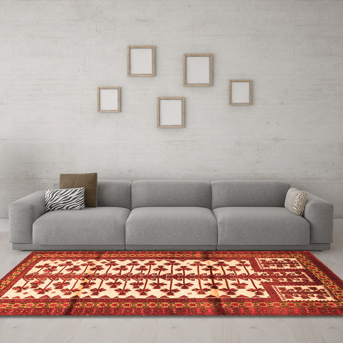 Machine Washable Persian Orange Traditional Area Rugs in a Living Room, wshtr4033org