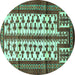 Round Persian Turquoise Traditional Rug, tr4033turq