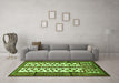 Machine Washable Persian Green Traditional Area Rugs in a Living Room,, wshtr4033grn