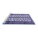 Sideview of Machine Washable Persian Blue Traditional Rug, wshtr4033blu