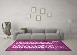 Machine Washable Persian Purple Traditional Area Rugs in a Living Room, wshtr4033pur