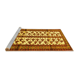 Sideview of Machine Washable Persian Yellow Traditional Rug, wshtr4033yw