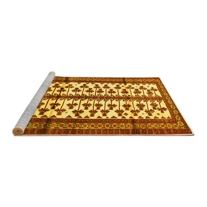 Sideview of Machine Washable Persian Yellow Traditional Rug, wshtr4033yw