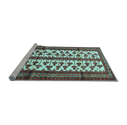 Sideview of Machine Washable Persian Light Blue Traditional Rug, wshtr4033lblu