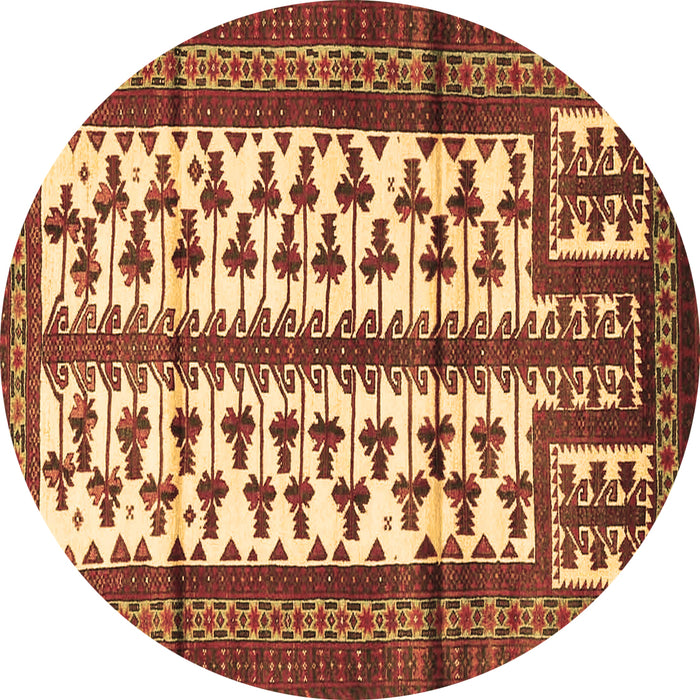 Round Persian Brown Traditional Rug, tr4033brn