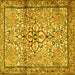 Square Machine Washable Persian Yellow Traditional Rug, wshtr4034yw