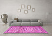 Machine Washable Persian Pink Traditional Rug in a Living Room, wshtr4034pnk