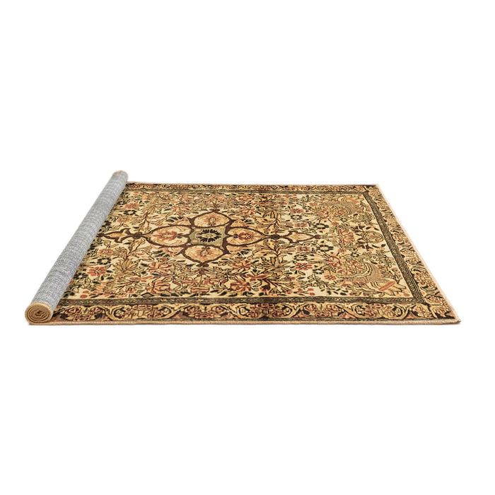 Sideview of Machine Washable Persian Brown Traditional Rug, wshtr4034brn