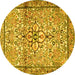 Round Persian Yellow Traditional Rug, tr4034yw