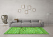 Machine Washable Persian Green Traditional Area Rugs in a Living Room,, wshtr4034grn