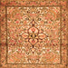 Round Machine Washable Persian Orange Traditional Area Rugs, wshtr4034org