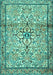 Machine Washable Persian Turquoise Traditional Area Rugs, wshtr4034turq