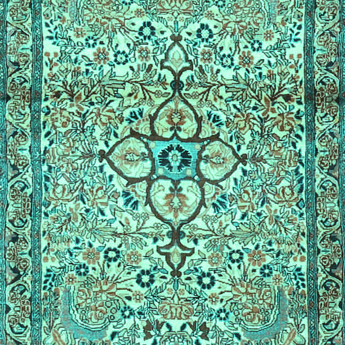 Machine Washable Persian Turquoise Traditional Area Rugs, wshtr4034turq