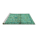 Sideview of Machine Washable Persian Turquoise Traditional Area Rugs, wshtr4034turq