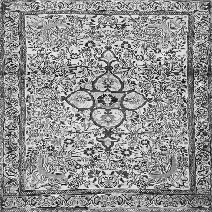 Round Machine Washable Persian Gray Traditional Rug, wshtr4034gry