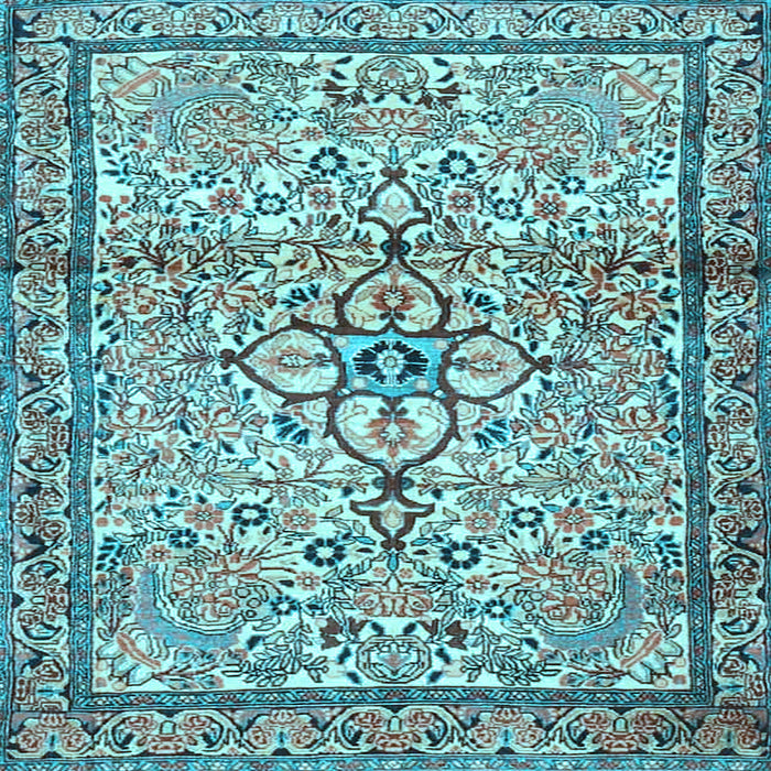 Square Machine Washable Persian Light Blue Traditional Rug, wshtr4034lblu