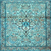 Square Machine Washable Persian Light Blue Traditional Rug, wshtr4034lblu