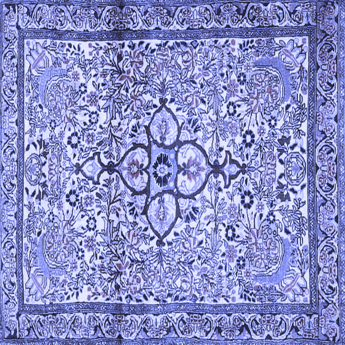 Square Machine Washable Persian Blue Traditional Rug, wshtr4034blu