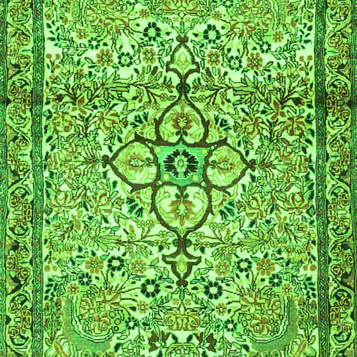 Serging Thickness of Machine Washable Persian Green Traditional Area Rugs, wshtr4034grn