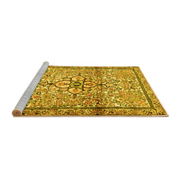 Sideview of Machine Washable Persian Yellow Traditional Rug, wshtr4034yw