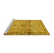 Sideview of Machine Washable Persian Yellow Traditional Rug, wshtr4034yw