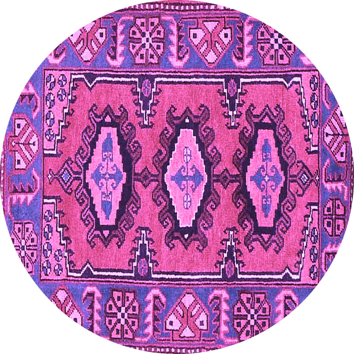 Round Machine Washable Persian Purple Traditional Area Rugs, wshtr4035pur