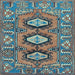 Square Machine Washable Persian Light Blue Traditional Rug, wshtr4035lblu