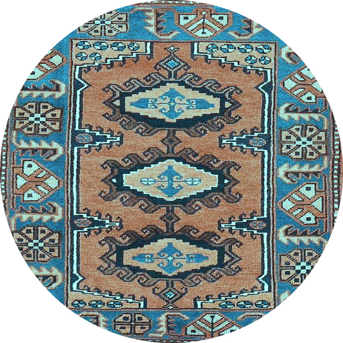 Round Machine Washable Persian Light Blue Traditional Rug, wshtr4035lblu