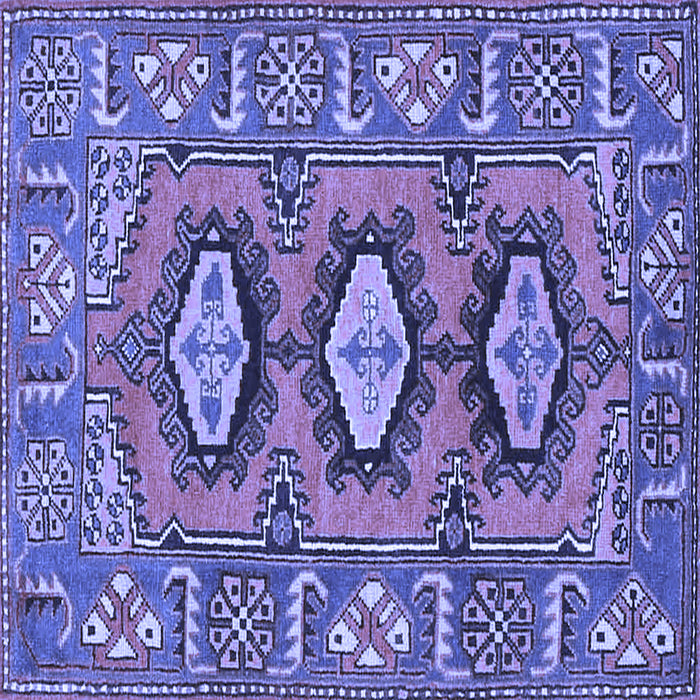 Square Machine Washable Persian Blue Traditional Rug, wshtr4035blu