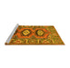 Sideview of Machine Washable Persian Yellow Traditional Rug, wshtr4035yw