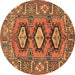 Round Persian Brown Traditional Rug, tr4035brn