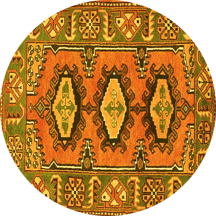 Round Machine Washable Persian Yellow Traditional Rug, wshtr4035yw