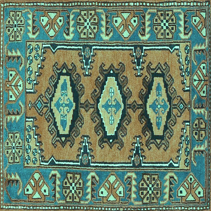 Square Persian Turquoise Traditional Rug, tr4035turq