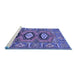 Sideview of Machine Washable Persian Blue Traditional Rug, wshtr4035blu