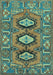 Machine Washable Persian Turquoise Traditional Area Rugs, wshtr4035turq