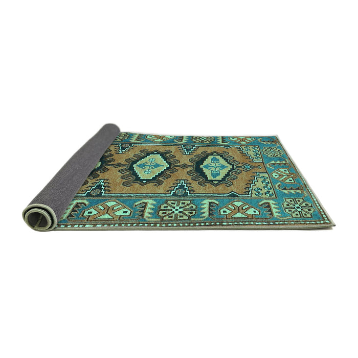 Sideview of Persian Turquoise Traditional Rug, tr4035turq